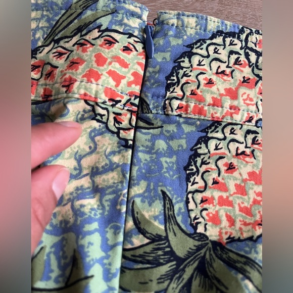 Talbots pineapple straight pencil skirt SZ 10 cotton pockets tropical resort - Picture 6 of 7